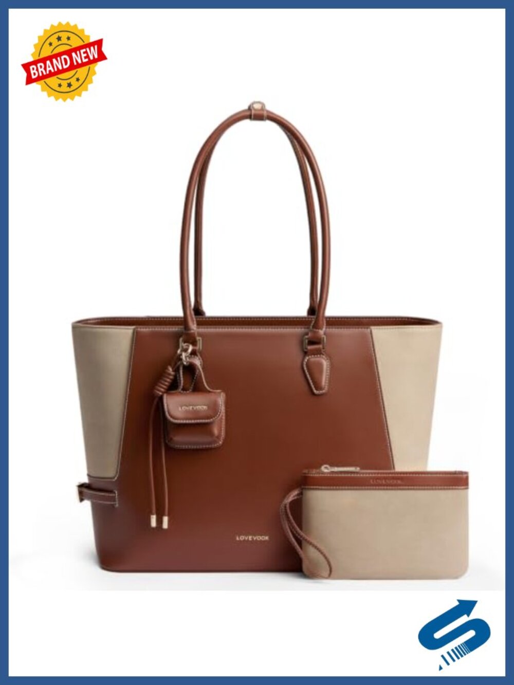 Laptop Tote Bag Faux Leather Women Work 15.6" Shoulder Handbag